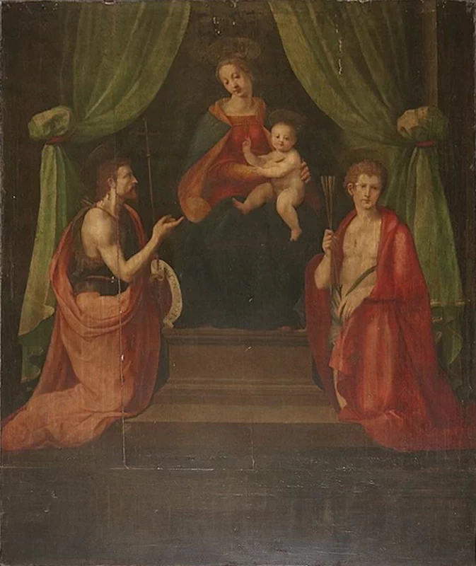 Madonna col Bambino tra i ss. Giovanni Battista e Sebastiano - attribuito, Chiesa di San Giovanni Battista (Vicchio)